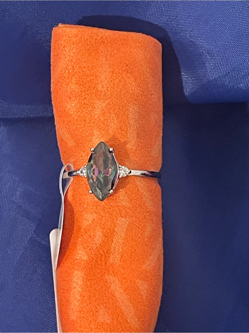 Marquise Mystic Stone Silver Ring in Black-Green - Picture 5 of 5